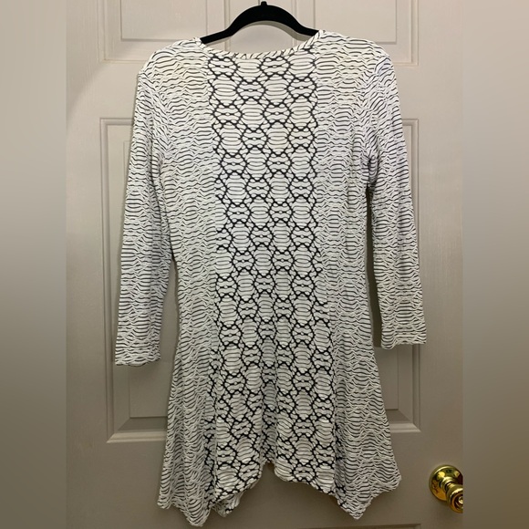 Tianello by Steve Barraza knit long sleeve mini dress asym hem black white XS - Picture 5 of 10